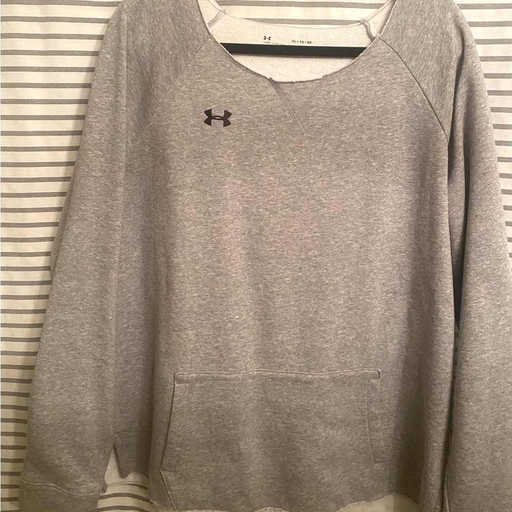 Women’s Under Armour Gray UA Hustle Fleece Crewneck Sweatshirt XL